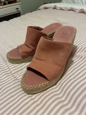 Vince Camuto Dusty Rose Suede Espadrille Wedge Slides